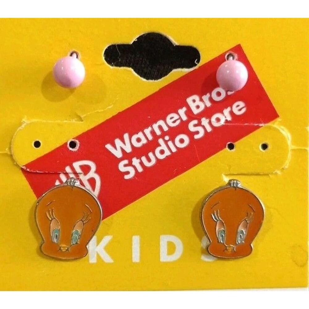 Vintage Warner Bros. Studio Store Kid's Jewelry Tweety Bird Earrings